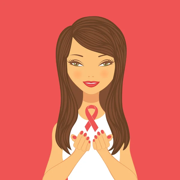 Illustration de belle femme de sensibilisation au cancer du sein — Image vectorielle