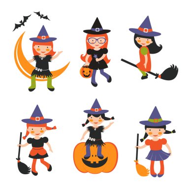 sevimli küçük cadı bir çizimi