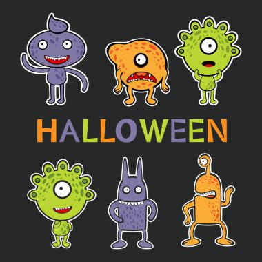 Cadılar Bayramı kartı sevimli canavarlar koleksiyonu ile