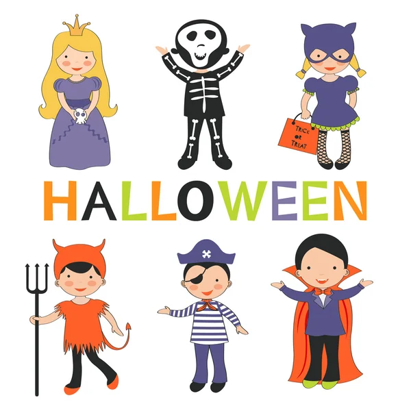 Niedliche bunte halloween Kinder set — Stockvektor