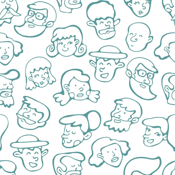 Seamless pattern with human faces — Stock Vector