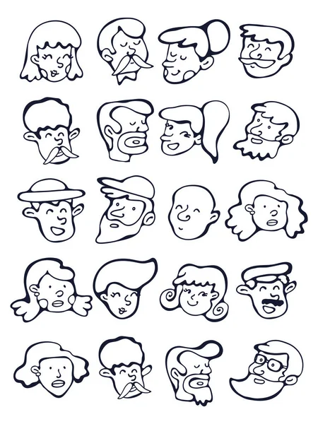 Cute collection of hand drawn faces — Stock Vector