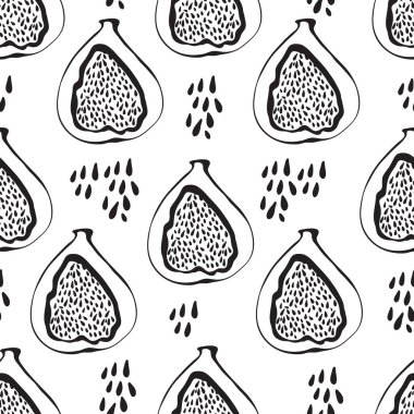 Siyah ve beyaz İncir ile seamless modeli.