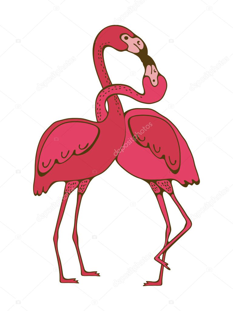 Flamingo couple kissing romantic poster