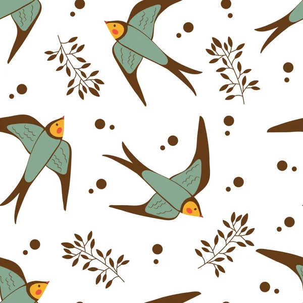 Oiseaux motif sans couture — Image vectorielle