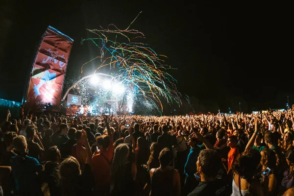 Un sacco di gente in uno spettacolo di musica di vita — Foto Stock