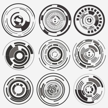 Radar ekranı. Vektör çizim tasarımınız için. Teknolojik altyapı. Fütüristik kullanıcı arabirimi. Hud.