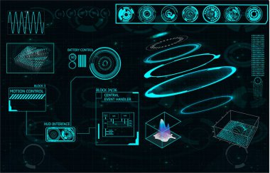 Radar ekranı. Vektör çizim tasarımınız için. Teknolojik altyapı. Fütüristik kullanıcı arabirimi. Hud.