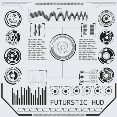 Radar ekranı. Vektör çizim tasarımınız için. Teknolojik altyapı. Fütüristik kullanıcı arabirimi. Hud.
