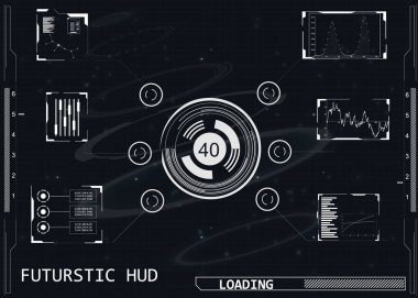 Radar ekranı. Vektör çizim tasarımınız için. Teknolojik altyapı. Fütüristik kullanıcı arabirimi. Hud.