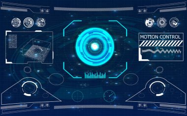 Radar ekranı. Vektör çizim tasarımınız için. Teknolojik altyapı. Fütüristik kullanıcı arabirimi. Hud.