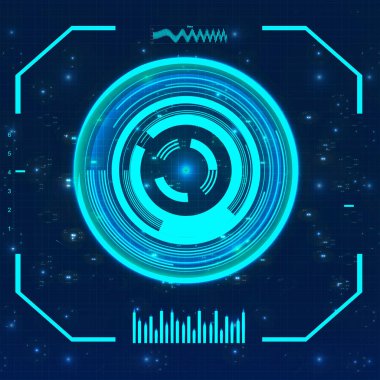 Radar ekranı. Vektör çizim tasarımınız için. Teknolojik altyapı. Fütüristik kullanıcı arabirimi. Hud.