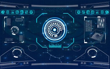 Radar ekranı. Vektör çizim tasarımınız için. Teknolojik altyapı. Fütüristik kullanıcı arabirimi. Hud.