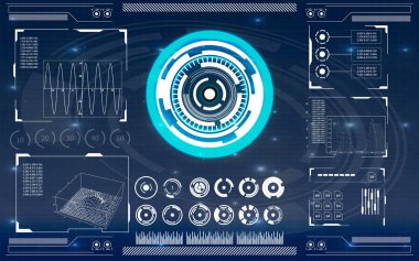 Radar ekranı. Vektör çizim tasarımınız için. Teknolojik altyapı. Fütüristik kullanıcı arabirimi. Hud.
