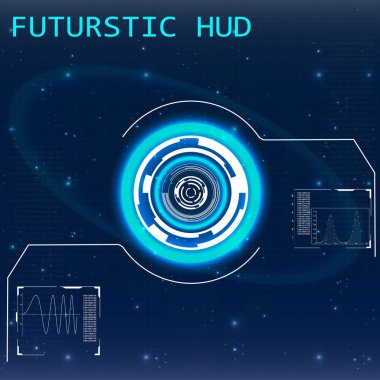 Radar ekranı. Vektör çizim tasarımınız için. Teknolojik altyapı. Fütüristik kullanıcı arabirimi. Hud.