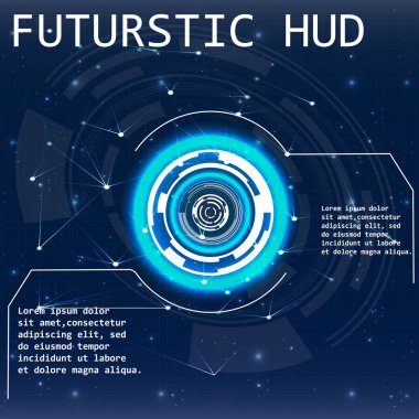 Radar ekranı. Vektör çizim tasarımınız için. Teknolojik altyapı. Fütüristik kullanıcı arabirimi. Hud.