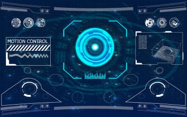 Radar ekranı. Vektör çizim tasarımınız için. Teknolojik altyapı. Fütüristik kullanıcı arabirimi. Hud.