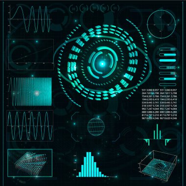 Radar ekranı. Vektör çizim tasarımınız için. Teknolojik altyapı. Fütüristik kullanıcı arabirimi. Hud.