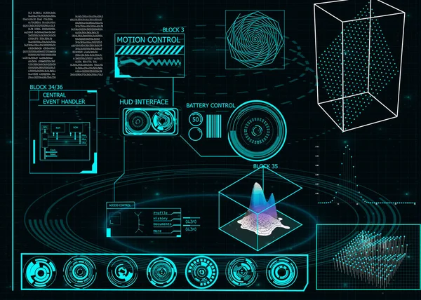 雷达屏幕。您设计的的矢量图。技术背景。未来的用户界面。平视显示器. — 图库矢量图片