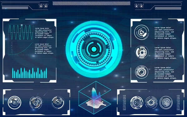 Radarscherm. Vectorillustratie voor uw ontwerp. Technische achtergrond. Futuristische gebruikersinterface. HUD. — Stockvector