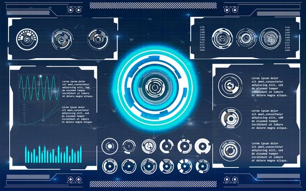レーダー画面。あなたのデザインのベクトル イラスト。技術の背景。未来的なユーザー インターフェイス。Hud. — ストックベクタ