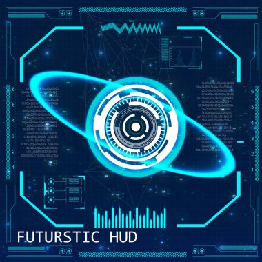 Radar ekranı. Vektör çizim tasarımınız için. Teknolojik altyapı. Fütüristik kullanıcı arabirimi. Hud.