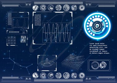 Radar ekranı. Vektör çizim tasarımınız için. Teknolojik altyapı. Fütüristik kullanıcı arabirimi. Hud.