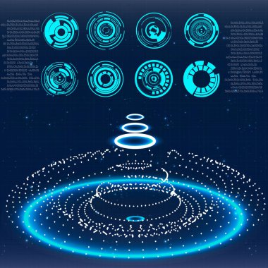 Radar ekranı. Vektör çizim tasarımınız için. Teknolojik altyapı. Fütüristik kullanıcı arabirimi. Hud.