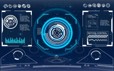 Radar ekranı. Vektör çizim tasarımınız için. Teknolojik altyapı. Fütüristik kullanıcı arabirimi. Hud.
