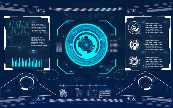 Radar ekranı. Vektör çizim tasarımınız için. Teknolojik altyapı. Fütüristik kullanıcı arabirimi. Hud.
