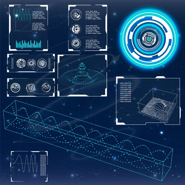 Radar ekranı. Vektör çizim tasarımınız için. Teknolojik altyapı. Fütüristik kullanıcı arabirimi. Hud.