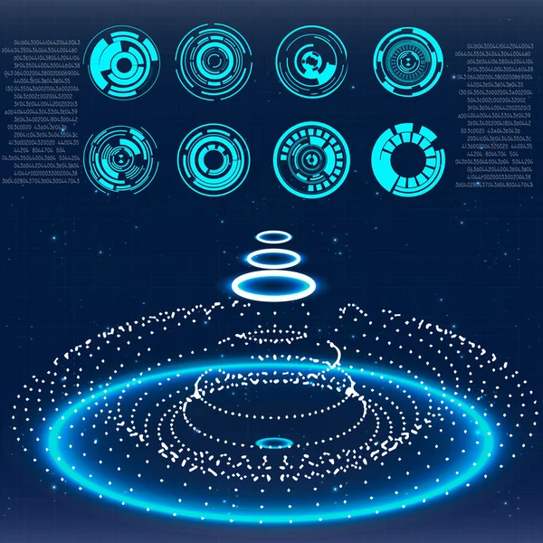 Radar ekranı. Vektör çizim tasarımınız için. Teknolojik altyapı. Fütüristik kullanıcı arabirimi. Hud.