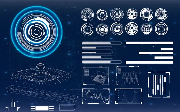 Schermo Radar Illustrazione Vettoriale Vostro Disegno Contesto Tecnologico Interfaccia Utente — Vettoriale Stock