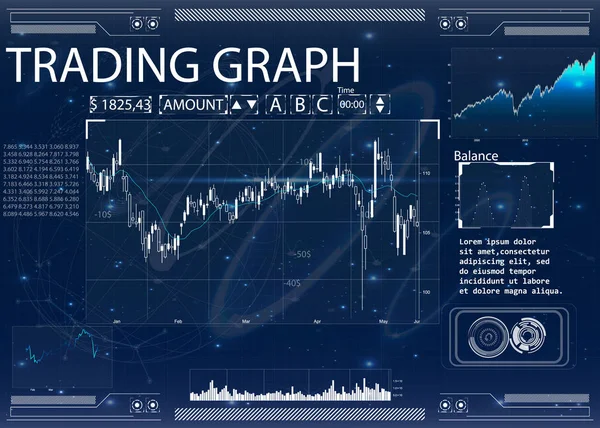 Futurystyczny interfejs dla aplikacje wspomagające trading. — Wektor stockowy