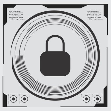 Emanet ekran. Fütüristik kullanıcı arabirimi. Soyut sanal grafik değmek kullanıcı arayüzey. Hud. Yüksek teknoloji temel. Mavi ve beyaz öğeleri. UI hud Infographic arabirimi ekran monitör radar web öğeleri ayarla