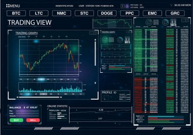 Uygulamaları ticaret için fütüristik kullanıcı arabirimi. 