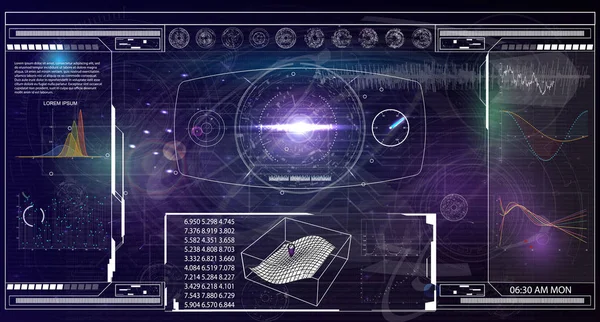 Hud.Radar 화면입니다. 미래의 사용자 인터페이스. — 스톡 벡터