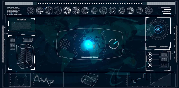 HUD.Radar screen.User antarmuka dari masa depan . - Stok Vektor