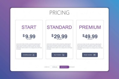 Üç afiş. Fiyat listesi, plan ve web tasarım kutuları afiş barındırma. 