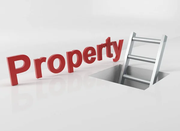 Top of a ladder with text property — Stock Photo, Image