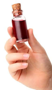 Beyaz izole kırmızı iksir şişesi