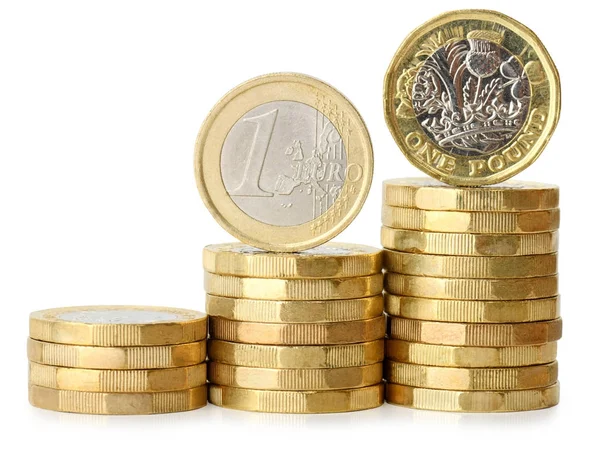 Euro vs pound coin chart — Stock Photo, Image