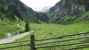Uzun yürüyüşe çıkan kimse Zillertal Valley Avusturya Schoenachtal Vadisi boyunca yürüyüş / Tirol