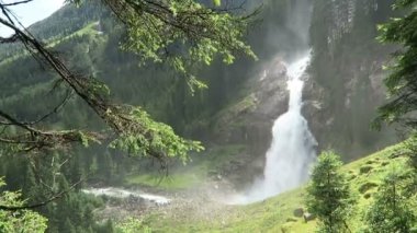 Krimml şelaleler Pinzgau, Avusturya Salzburger arazi içinde. Avrupa Alpleri manzara orman ile.