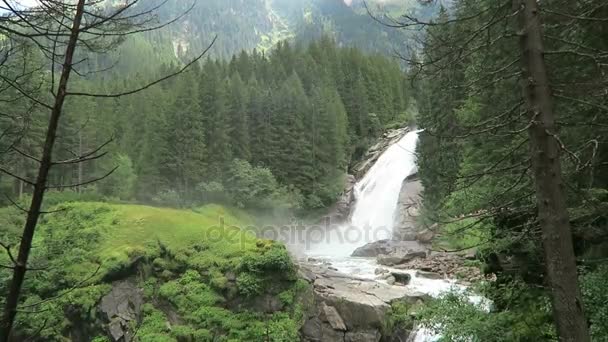 Krimml Waterfalls in Pinzgau, Salzburger Land at Austria. European Alps landscape with forest. — Stock Video