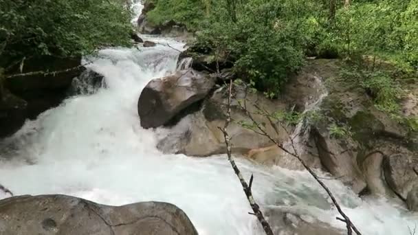 Fluxo de Gerlos fluindo através do vale de Wild-Gerlostal no Tirol / Áustria . — Vídeo de Stock