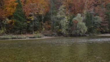 Isar Nehri yanındaki Pullach Bavyera sonbahar manzara. Çevre Münih. (Almanya)