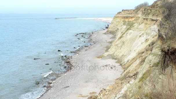 Mar Baltico spiaggia del villaggio Ahrenshoop a Darss penisole (Meclemburgo-Pomerania Anteriore, Germania). Sul lato sinistro tipiche dune di sabbia . — Video Stock