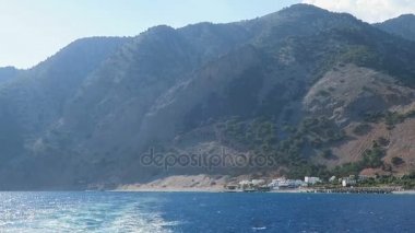 Girit (Yunanistan) Libya deniz tarafında dağların panoramik manzaralı