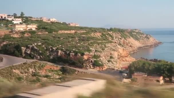 Kör med en buss från iraklion mot Lefka Ori-bergen (Kreta, Grekland) — Stockvideo